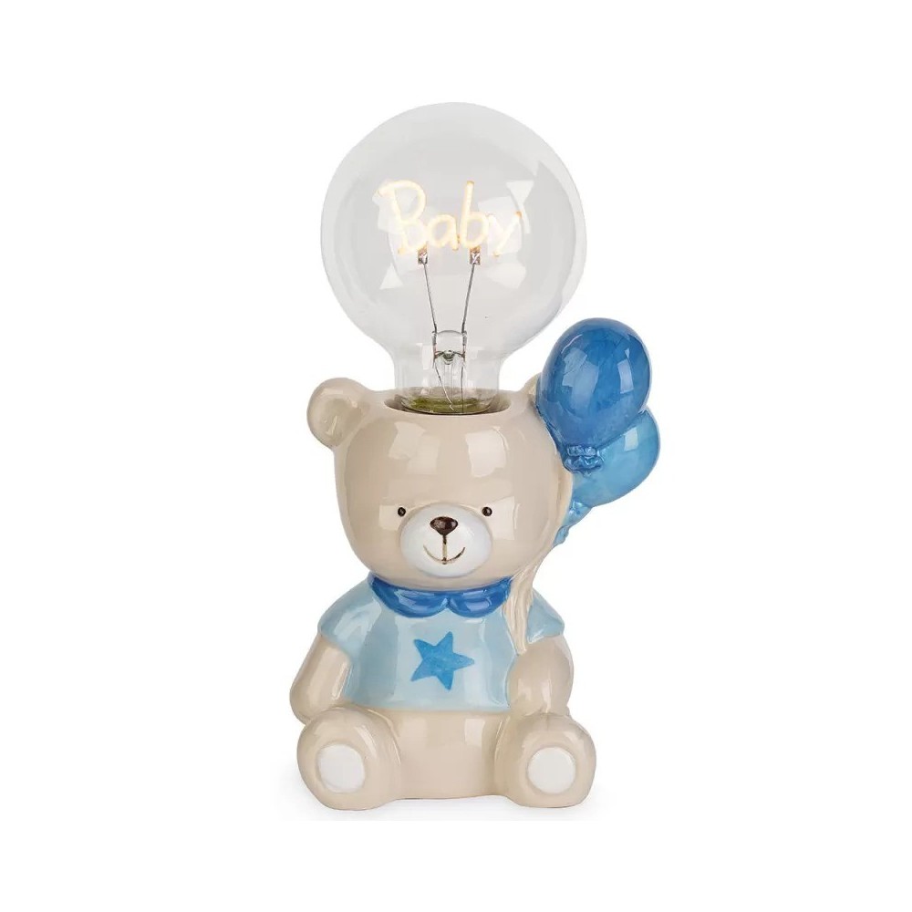 ORSETTO PALLONCINO AZZURRO CON LAMPADA H21.5